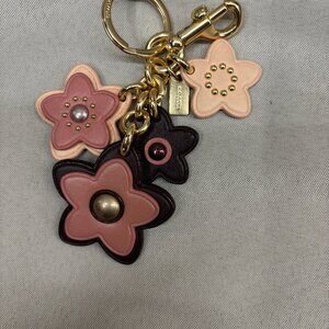 Coack Leather Flowers Key Chain